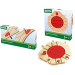BRIO World Mechanical Switches Wooden Train Track for Kids Age 3 Years Up - Compatible with all BRIO Railway Sets & Accessories & Mechanical Turntable Wooden Train Track for Kids Age 3 Years Up