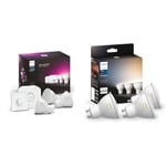 Philips Hue White & Colour Ambiance Starter Kit: Smart Bulb 3X Pack LED [GU10] & White Ambiance Smart Spotlight 3 Pack LED [GU10 Spotlight] - 350 Lumens (50W Equivalent)