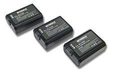 INTENSILO 3x Li-Ion Batterie 1050mAh (7.4V) pour caméra vidéo photo Sony Alpha NEX-5C, NEX-5D, NEX-5DB, NEX-5H, NEX-5HB, NEX-5K, NEX-5N comme NP-FW50