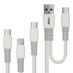 Câble USB-A / USB-C vers USB-C, Lightning et Micro-USB Longueur 1,2 mètre LinQ