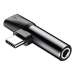 Baseus USB-C til USB-C &amp; 3,5 mm Jack Audio Splitter - Svart