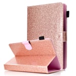 HereMore Universal Case for 9-10.5" Tablet, Glitter Protective Cover for iPad 9.7" 2018, Lenovo Tab 4 10/Tab 2 A10-70/TB-X103F, Asus ZenPad 10/3S 10, Huawei MediaPad T3 T5 10/ M5 Lite 10, Rosegold