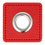 TH Läderlapp med öljett - Fyrkant, Röd 11mm