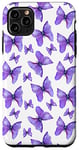 Coque pour iPhone 11 Pro Max Papillon violet aquarelle mignon sur blanc pour filles