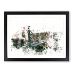 Clifton Suspension Bridge In Bristol Watercolour Modern Framed Wall Art Print, Ready to Hang Picture for Living Room Bedroom Home Office Décor, Black A3 (46 x 34 cm)