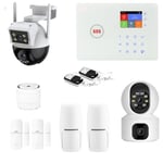 Kit Alarme Maison connectée sans Fil WiFi et GSM Amazone et 2 caméras Double Objectif, lifebox, kit11, Blanc