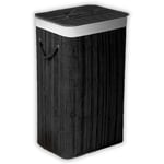 Bamboo Laundry Hamper Basket Oblong Charcoal