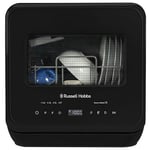 Russell Hobbs Mini Dishwasher Compact Table Top Black 2 Place Setting Dishwasher, LED Touch Control, 4 Programmes, Portable & Efficient, Baby Care, Fruit Wash & Eco Mode, No Plumbing, RH2TTDW101B