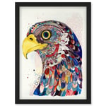Bald Eagle Bird Folk Art Multicoloured Pattern Illustration Artwork Framed Wall Art Print A4