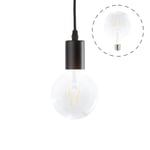 Pendellampa Airam Leon, E27, Svart + Globe Filament-lampa (2700K)