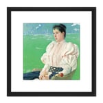 Anselmo Guinea Portrait Of A Lady Painting 8X8 Inch Square Wooden Framed Wall Art Print Picture with Mount