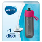 BRITA Gourde filtrante active rose, réduit le chlore, le plomb et autres impuretés organiques pour une eau du robinet plus pure, sans BPA, 1 filtre MicroDisc inclus