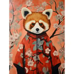 Red Panda in Kimono Cherry Blossom Trees Japan Unframed Wall Art Print Poster Home Decor Premium