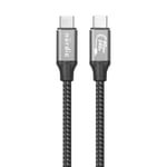 NÖRDIC 50 cm USB4 USB-C til C nylonflettet kabel PD3.1 med 240W hurtiglading 40G 8K60Hz 4K120Hz 5K60Hz 2x4K60Hz Emarker-kompatibel Thunderbolt 4 og 3