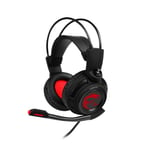 MSI DS502 GAMING HEADSET - 7.1 Virtual Surround Sound, Vibration Feedback, 40mm Neodymium Drivers, laptop, Omnidirectional Microphone, Inline Controls, USB 2.0 Connector - Wired
