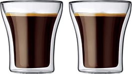 Bodum ASSAM Coffee Glass Set (Double-Walled, Dishwasher Safe, 0.2 L/7 oz) - Pack of 2, Transparent
