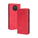 GOGME Leather Case for Xiaomi Mi 10T Lite 5G Case, Retro Style PU/TPU Wallet Folio Case, Collection Premium Folio Cover with [Card Slots] and [Kickstand] for Xiaomi Mi 10T Lite 5G. Red