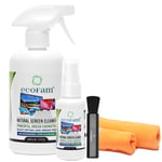 ecoFam Natural Screen Cleaner Spray 500ml with Two Premium Microfiber Cleaning Cloths. Best for LCD, LED, HDTV, Computer Monitors, TV, iPad, iPhone, Tablet, Smartphone, and Laptops (500ml + 50ml)