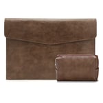 PU Leather Litchi Pattern Sleeve Case For 13.3 Inch Laptop, Style: Liner Bag + Power Bag  (Dark Brown)