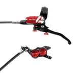 Hope Tech 4 E4 Disc Brake - Colours Black / Red No Rotor Front or Rear LH Standard Hose 1600mm Black/Red