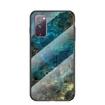 BRAND SET Case for Samsung Galaxy S20 FE/S20 Lite Case Marble Tempered Glass All Inclusive Cover Soft Silicone Edge Hard Case Compatible with Samsung Galaxy S20 FE/S20 Lite-Blue