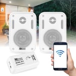 Bluetooth Wall Speakers and Bluetooth Amplifier System Indoor Outdoor 3" White