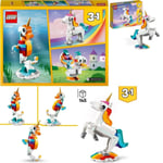 LEGO 31140 Creator 3 in 1 Magical Unicorn Toy, Easter Gift for Kids, Girls&Boys