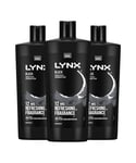 Lynx Mens Black Shower Gel with Frozen Pear & Cedarwood HD Fragrance 700ml, 3 Pack - One Size