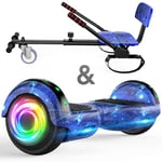 SISIGAD Hoverboard go Kart Seat, 6.5 Inches Hoverboard Hoverkart with LED Lights and Bluetooth Speaker, Hoverboard Go Kart Bundle for Kids Boys Girls
