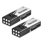 2 st 9V LED Ficklampa Fackla Campinglampa Kompakt Storlek Ultra Ljus