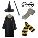 Harry Potter 6st Set Magic Wizard Fancy Dress Cape Cloak Costume_y yellow yellow 135cm (7-8 years)