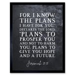 Jeremiah 29:11 I Know The Plans I have For You Plans to Give You Hope Christian Bible Verse Quote Scripture Typography Art Print Framed Poster Wall De
