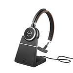 Jabra Evolve 65 SE Wireless Mono Headset - Bluetooth Headset with Noise-Cancelling Microphone, Long-Lasting Battery and Charging Stand - MS Teams Certified, works with all other platforms - Black