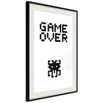 Plakat - Game Over - 20 x 30 cm - Sort ramme med passepartout