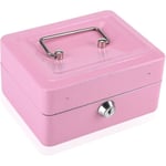 Säkerhetsbox Mini Bärbar Stål Petty Låsbar Kontant Pengar Mynt Säker Säkerhetsbox Hushåll 1st (rosa)