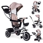 2-i-1 trehjuling barnvagn, vridbar sits, fällbar kapell, beige, ECOTOYS