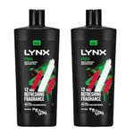 2x Lynx Africa 700ml XXXL Shower Gel Body Wash for Men, Extra Large Bottles