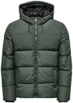 ONLY and SONS ONSMELVIN LIFE HOOD PUFFER JACKET OTW VD Winter Jacket dark green