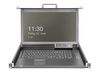 Digitus - Kvm-Konsol Med Omkopplare För Tangentbord/Video/Mus - 8 Portar - Us - 17" - Kan Monteras I Rack - 1920 X 1080 Full Hd (1080P) @ 60 Hz - 1000:1 - Ral 9005, Svart - 1U