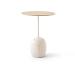Tradition Lato LN8 er et bord i lakket eik og marmor som ved første øyekast minner om en skulptur. Basen av oval bordplaten smal rund, absolutt tidløst sidebord. Bordet kommer to størrelser flere varianter.</p> &tradition Bord LN8, Ivory White/Eik 5705385023549