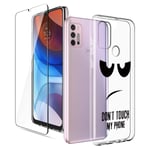 LYZXMY Case for Motorola Moto G10 + Tempered Film Glass Screen Protector - Transparent Silicone Soft TPU Cover Shell for Motorola Moto G10 (6.5") - Eyes