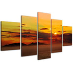 Stampe su Tela Impressions sur toile paysage coucher de soleil Écosse 059 tableaux modernes en 5 panneaux déjà encadrés, prêt à être accroché, 200 x 90 cm