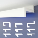 Profilé de joint d'ombre led Moulures, éclairage indirect xps Polystyrene Plafond sec: HLED-7 - 59x88 mm, Échantillon 25 cm - Heximo