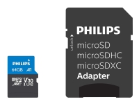 Philips Ultra Pro FM64MP65B - Flash-minneskort (SD-adapter inkluderad) - 64 GB - A1 / Video Class V30 / UHS-I U3 / Class10 - microSDXC