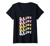 Womens Daisy First Name I Love Daisy Girl Boy Groovy Birthday V-Neck T-Shirt