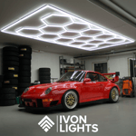 Garagebelysning IVON Hexagon LED-Armatur 241 x 478 cm (11,5 kvm) 6000K