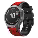 För Garmin Descent Mk2i 22mm Silikon Sport Tvåfärgad Klockarmband UCC Red-Black