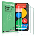 AOKUMA Google Pixel 5 Tempered Glass Screen Protector, [2 Pack] Premium Quality Guard Film, Case Friendly, Comfortable Round Edge,Shatterproof, Shockproof, Scratchproof oilproof