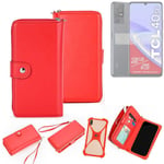 2in1 cover wallet + bumper for TCL 40 SE Phone protective Case red