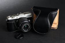 Real Leather Full Camera Case Bag Cover for Olympus EP5 E-P5 14-42mm Lens Black